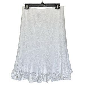 Villager Womens Skirt Small Crochet White Lagenlook High Low Beach Graduation